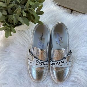 Costume National Silver Slip on Sneakers 6.5